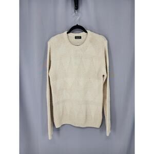 Zara Man Sweater Mens XL Cream Chunky Knit Texturet Crewneck Made in Portugal